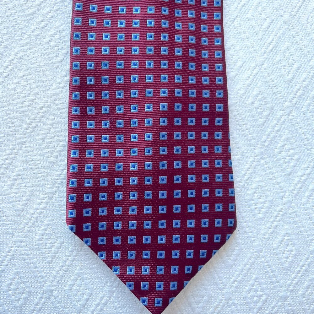 Brooks Brothers Red blue Silk Tie geometric twill classic USA